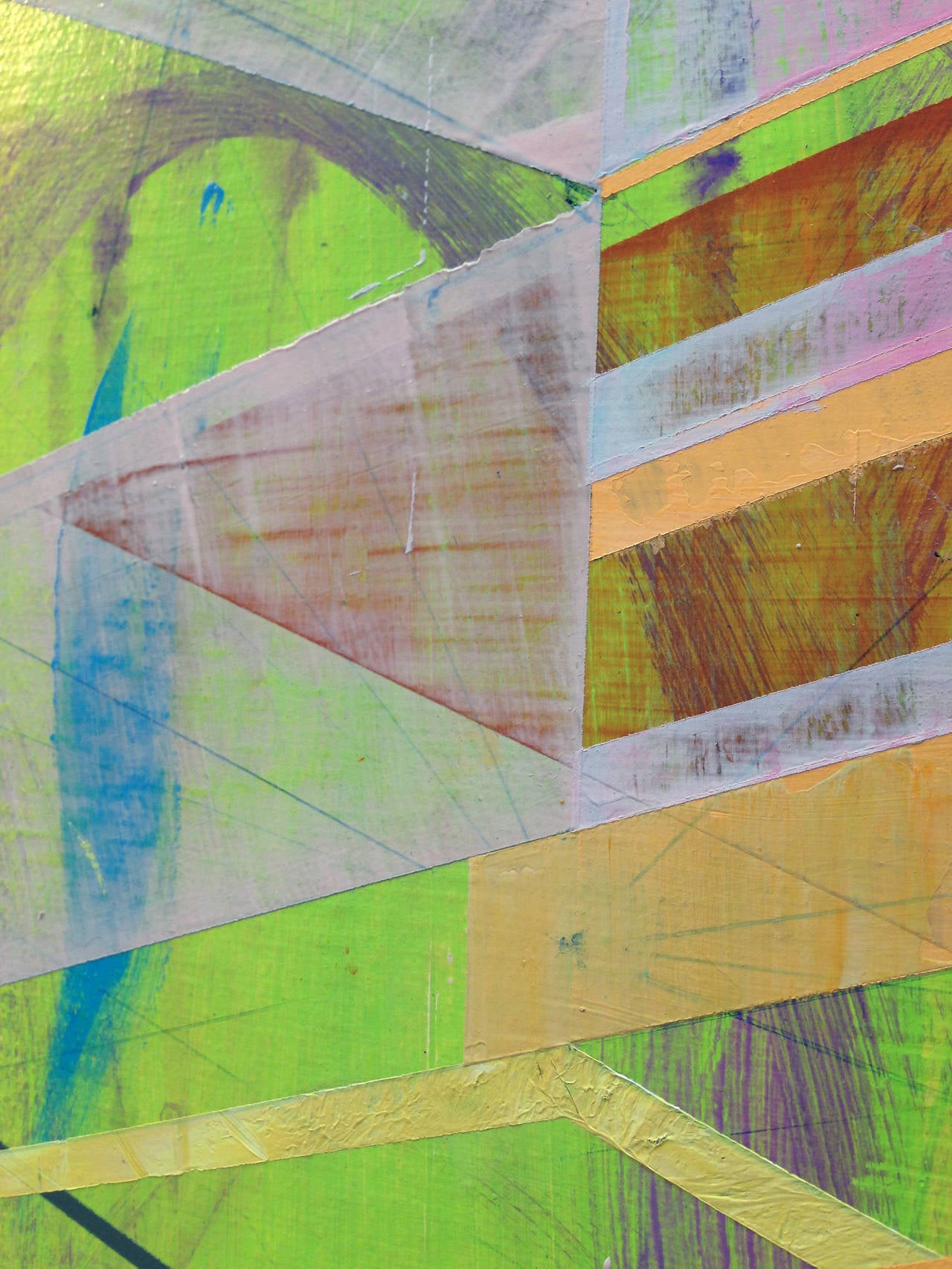 Joe Lloyd, Green 5, 2014, acrylic on canvas geometric abstract painting, 33x62in