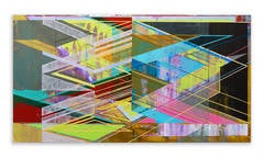 Joe Lloyd, Green 5, 2014, acrylic on canvas geometric abstract painting, 33x62in