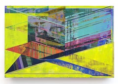 Joe Lloyd, Neon Prong, 2016, acrylic on canvas, geometric abstraction, 38x58in