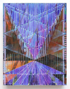 Joe Lloyd, Purple Pattern, acrylic on canvas, geometric abstract painting, 48x50