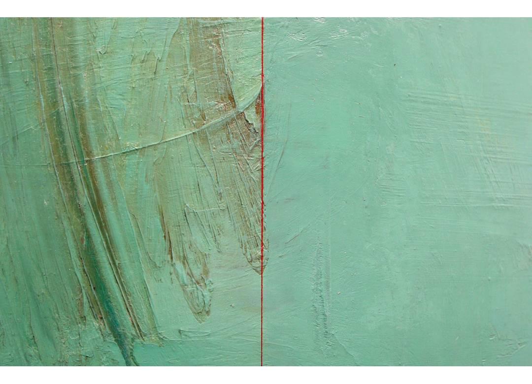 Daniel Brice, OX 33, oil on canvas, aqua green painting, 60 x 80 inches For Sale 1
