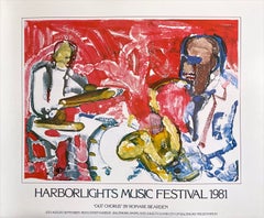 1981 HARBORLIGHTS MUSIC FESTIVAL Rare Vintage Art Poster Abstract Jazz Musicians