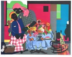 MORNING Signed Lithograph, Interior Scene Black Women, African American Culture