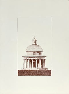 Progetto per una follia, 1989. Litografia, disegno architettonico su carta Arches