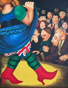 PANTO DAME Hand Drawn Limited Edition Lithograph, Woman Dancing, British Humor