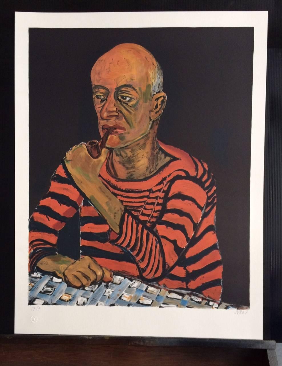 Portrait of John Rothschild - Black Portrait Print by Alice Neel