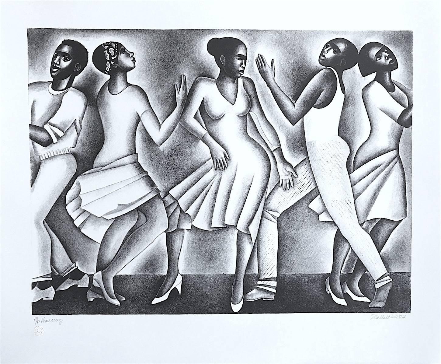 DANCING II, Signed Lithograph, African American Culture, Black Dancers - Print by Elizabeth Catlett