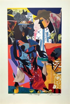 THE FAMILY, Signed Lithograph, Multicolor Collage, African American Heritage