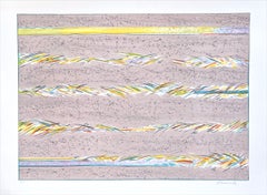 Lithographie signée DREAMFIELDS III : TAUPE, abstrait pastel multicolore
