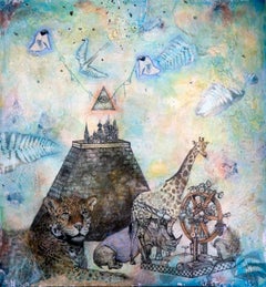 "Safari Pyramid" - surrealistic painting with animals,  augmented reality app
