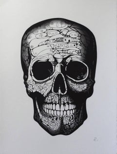 "Eve" - Skull drawing, pen on paper, framed