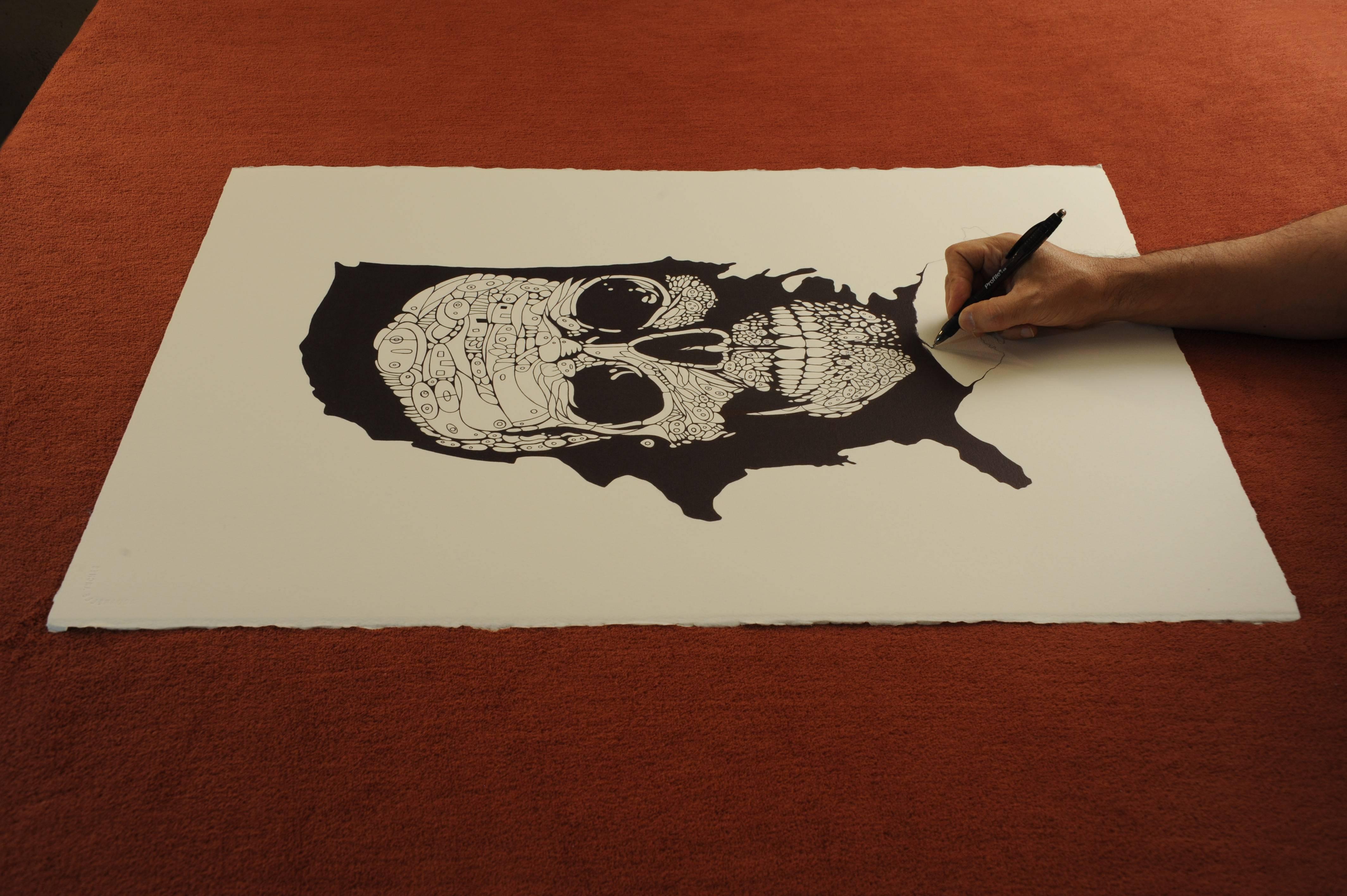 skull drawing pen