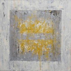 Ice Cube 4 (Gold, Yellow, White, Gray, Silver, Abstract Expressionist Painting)