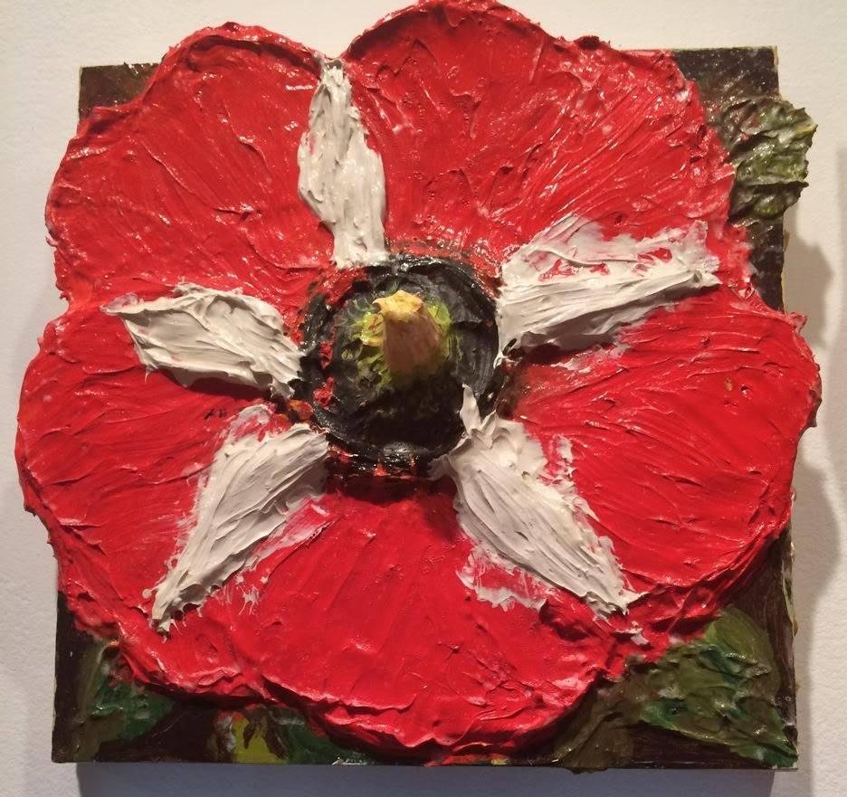 Robert Zakanitch Abstract Sculpture - Red Stop (Fat Flowers Series, Contemporary Ornamentalism, Mixed Media Painting)