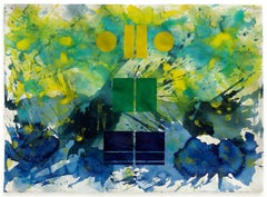 Palm Beach Light (Blue, Green, Yellow, Water, Abstract Expressionist Painting)