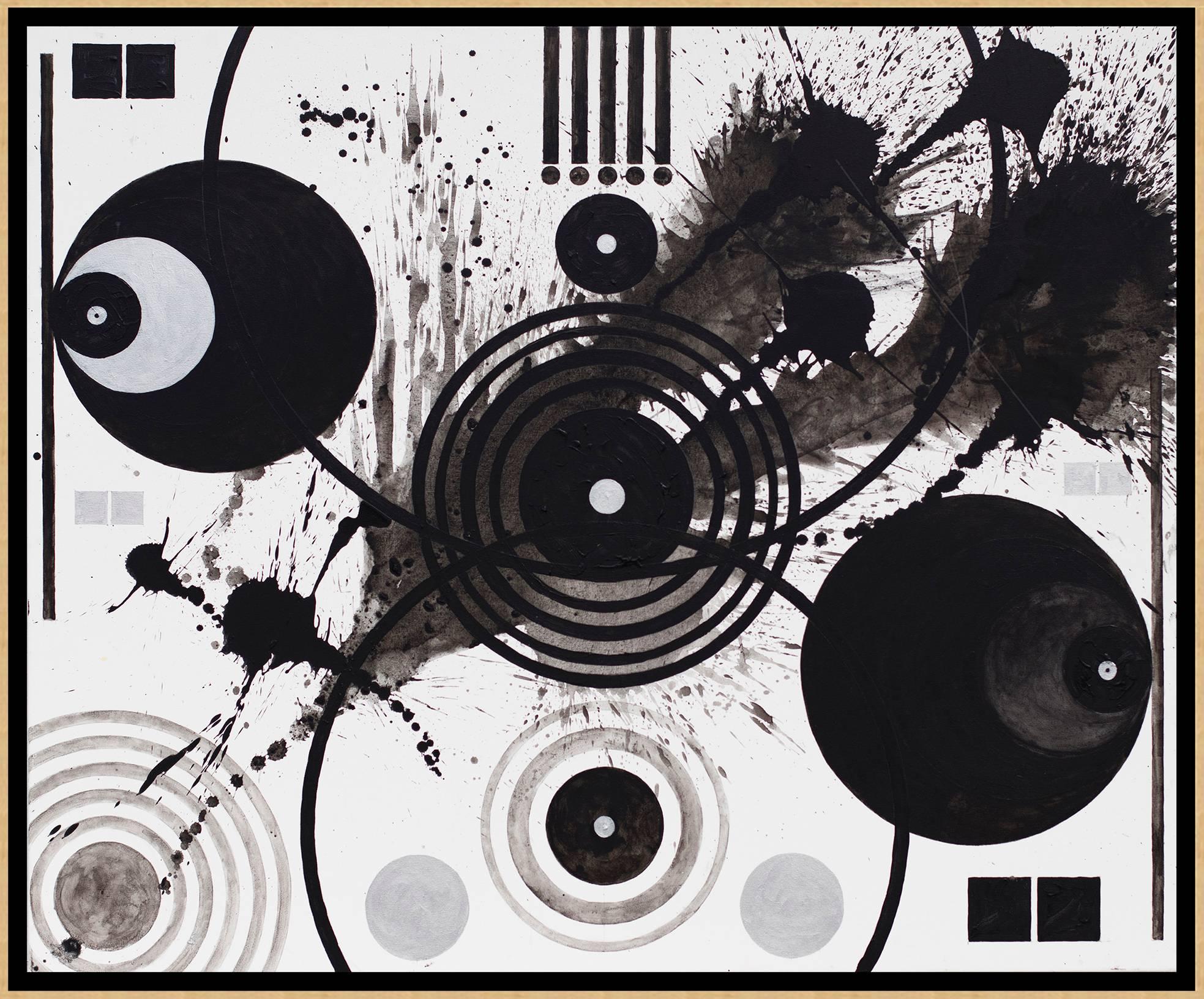 Black & White (Splashes, Symbols, & Marks) - Painting by J. Steven Manolis