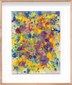 Spring Flowers (Blue, Yellow, Red Abstract Expressionist Watercolor)