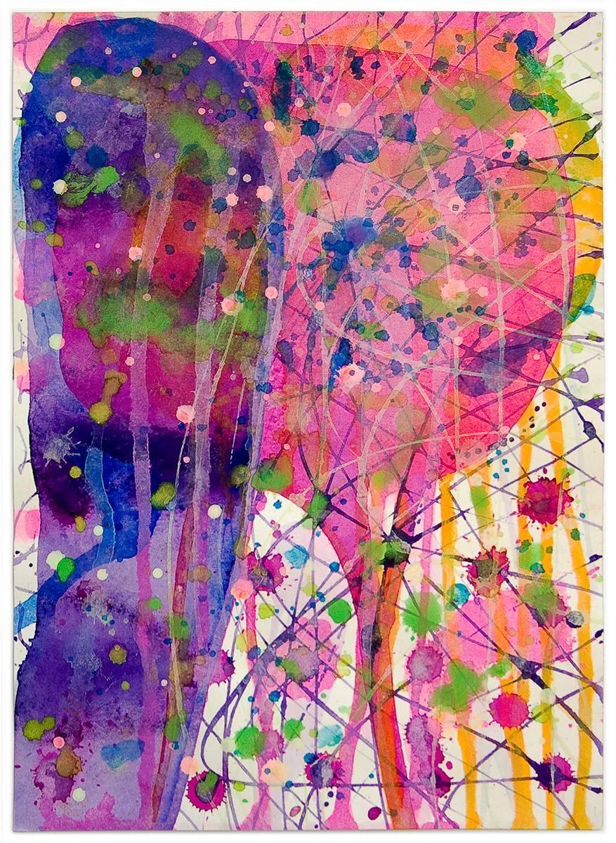 J. Steven Manolis Abstract Painting - Cornucopia (Pink and Purple Abstract Expressionist Watercolor)