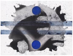 Highway of Life (Black, Blue, Grey, Abstract Expressionist Watercolor)