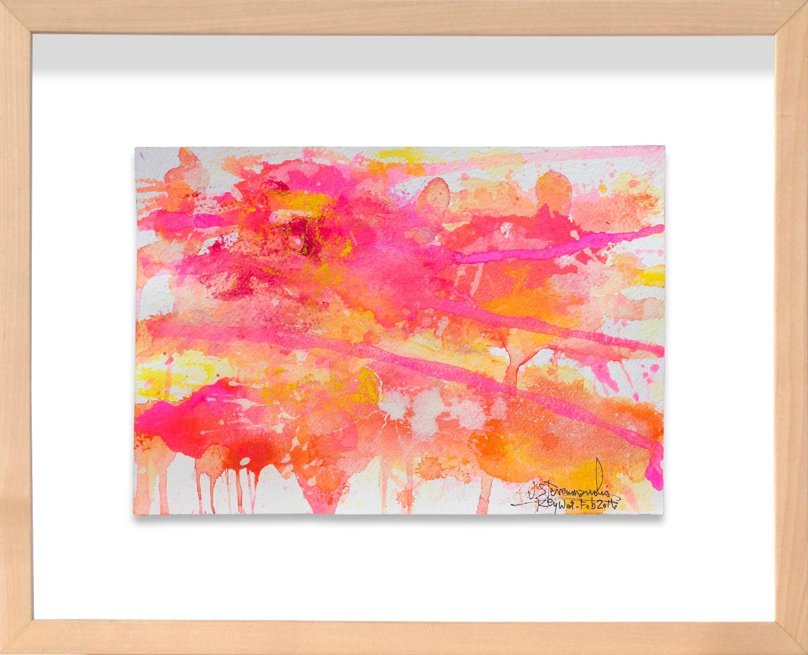 Flamingo (Pink, Orange Painting) - Art by J. Steven Manolis