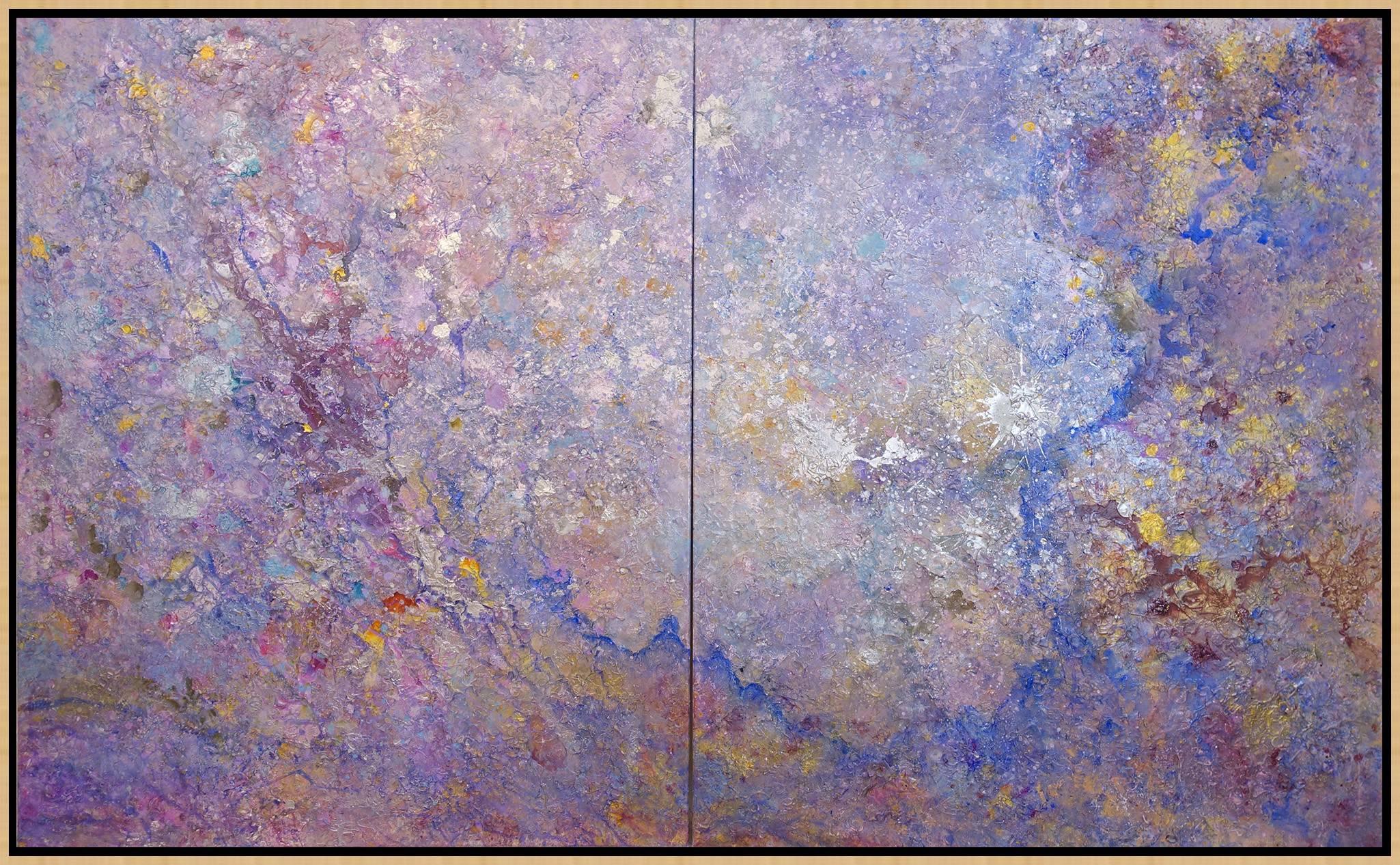 Looking Glass (Purple, Violet, Blue, Gold, Abstract Expressionist Painting) - Gray Abstract Painting by Jill S. Krutick