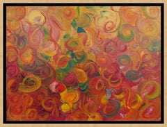 Champagne (Red, Orange, Yellow, Green, Abstract Expressionist Painting)