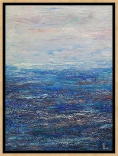Escape (Blue, White, Water, Sky, Abstract Expressionist Painting)