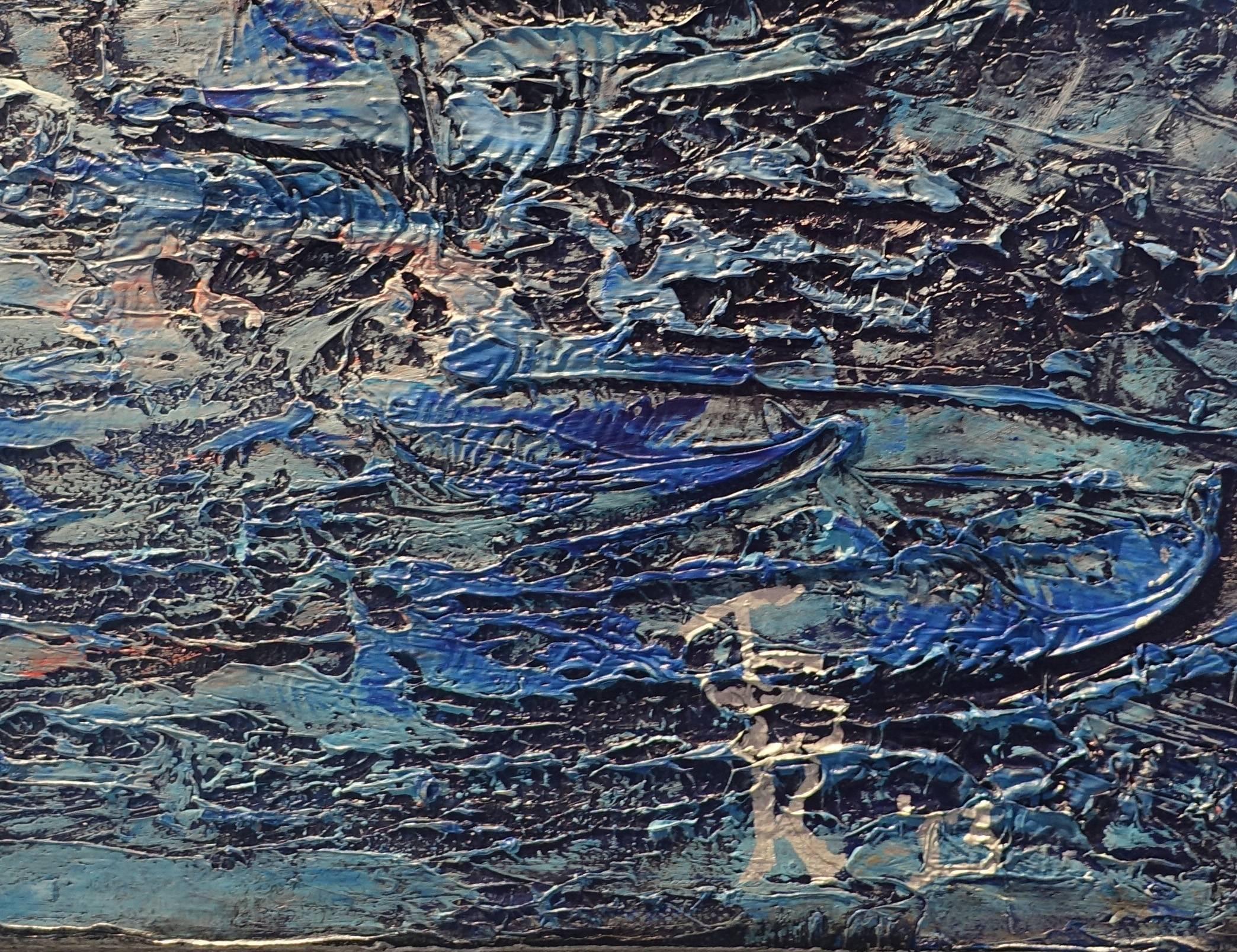 Escape (Blue, White, Water, Sky, Abstract Expressionist Painting) For Sale 1