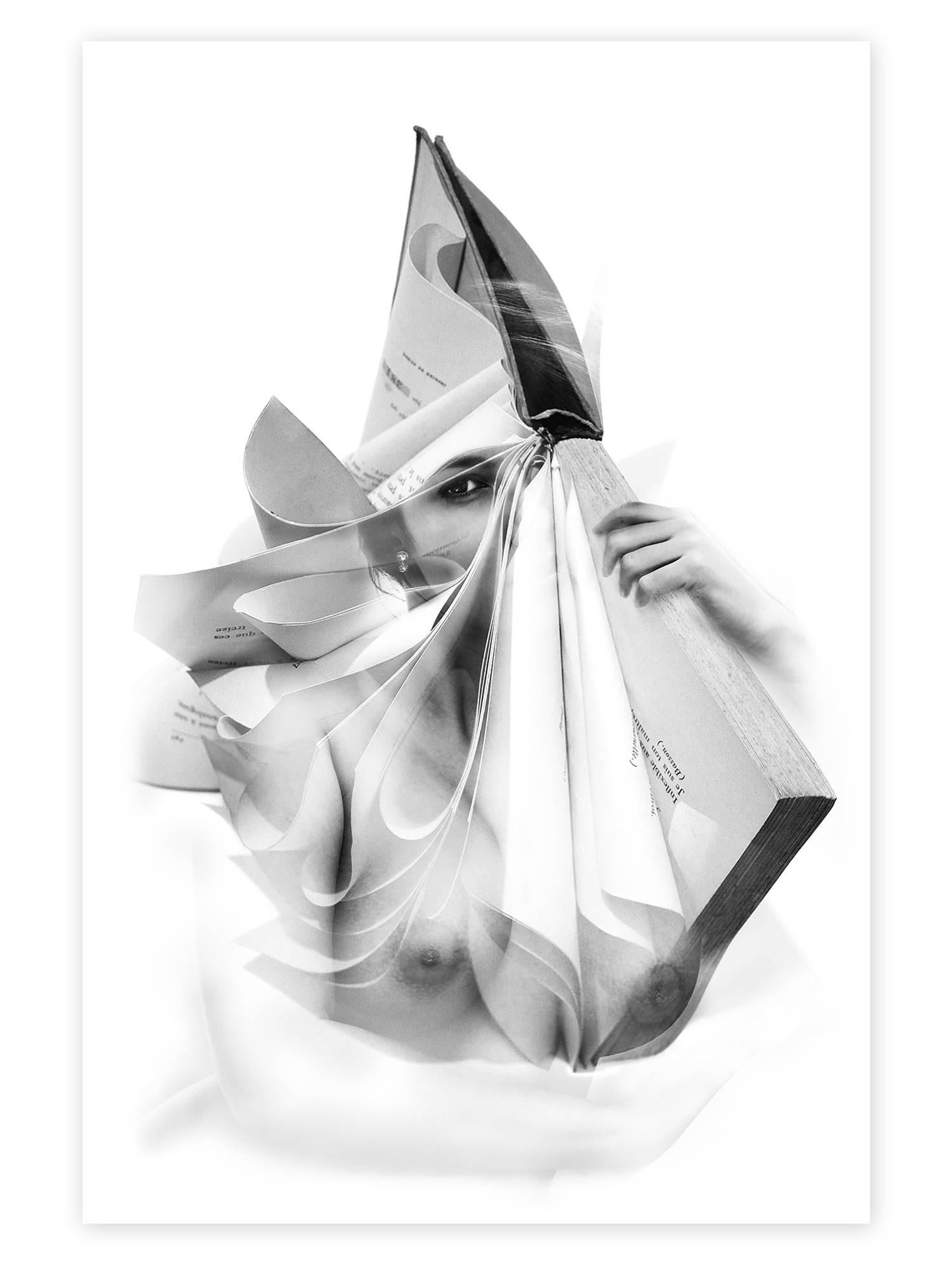 Alex Vignoli Black and White Photograph - Body of Books - Inflexible but Soft (Photo Montage, Print, #1/25, Black & White)