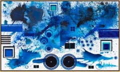 BlueLand Splash - Malibu (Blue, Water, Abstract Expressionist Painting)