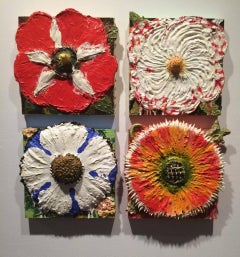 Gracie Della Robbia(Fat Flowers Ser., Cont. Ornamentalism, Mixed Media Paintng)
