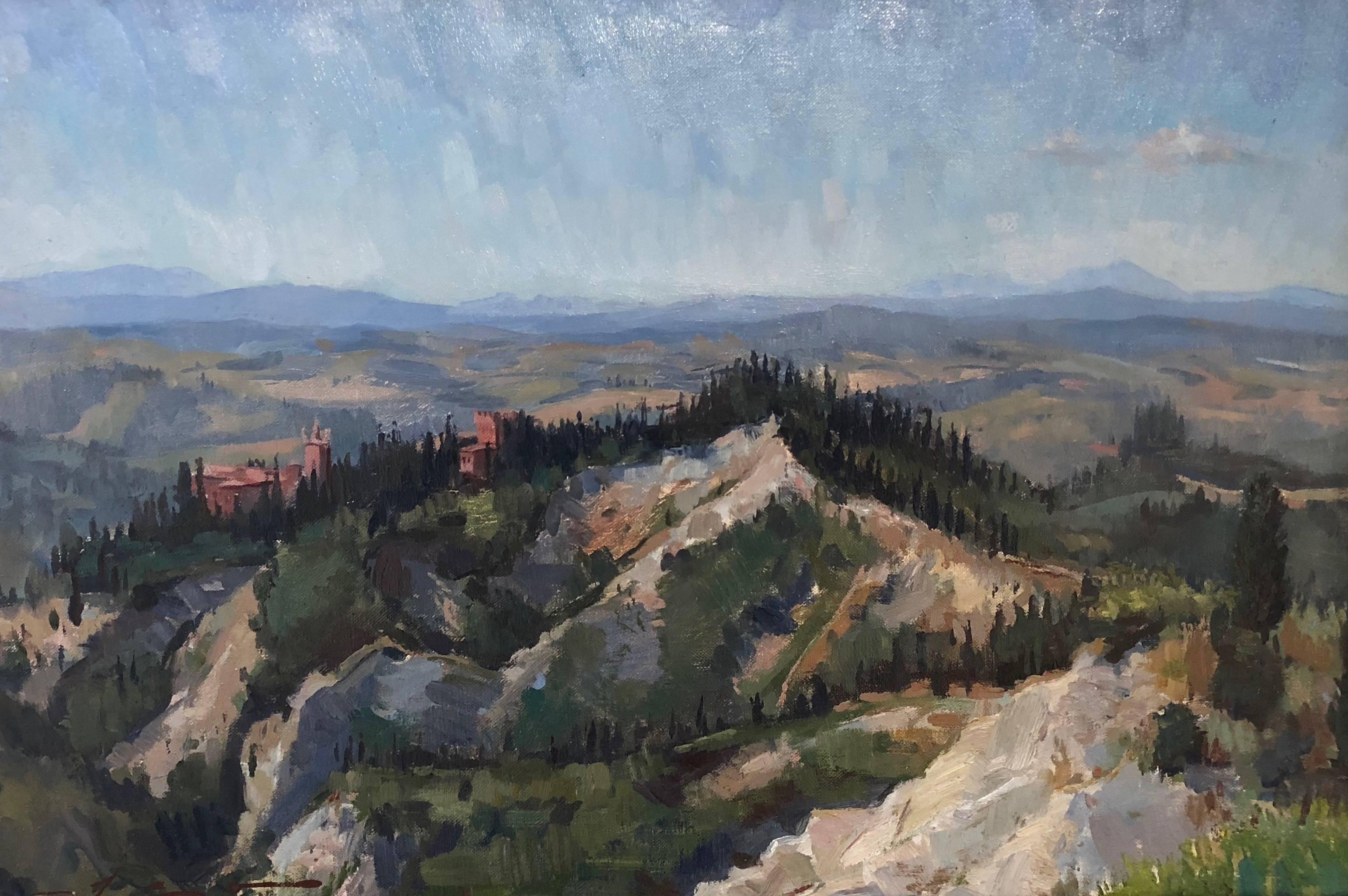 Leo Mancini-Hresko Landscape Painting - Abbazia di Monte Oliveto
