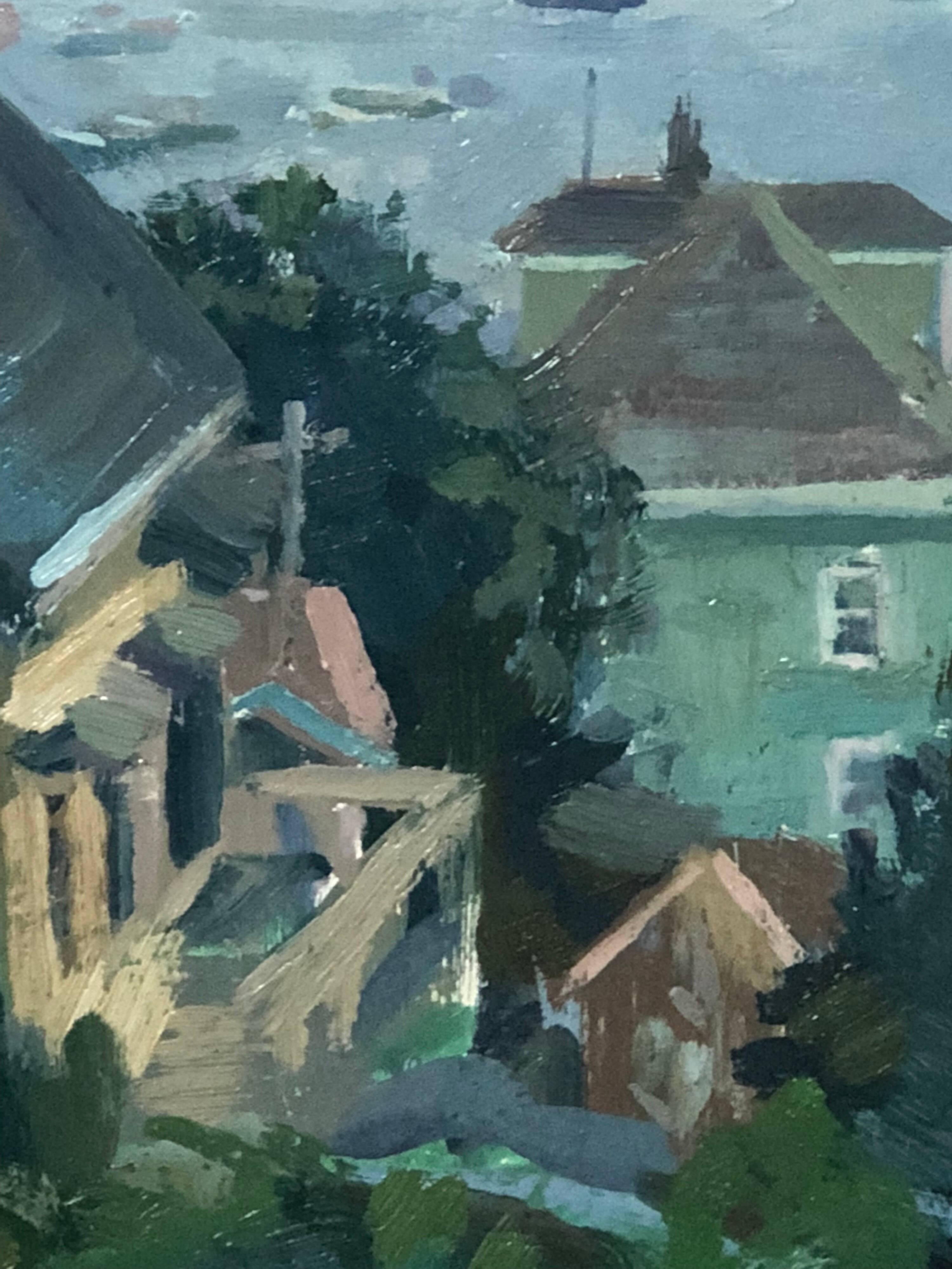 Gray Day, Stonington - American Impressionist Painting by Leo Mancini-Hresko
