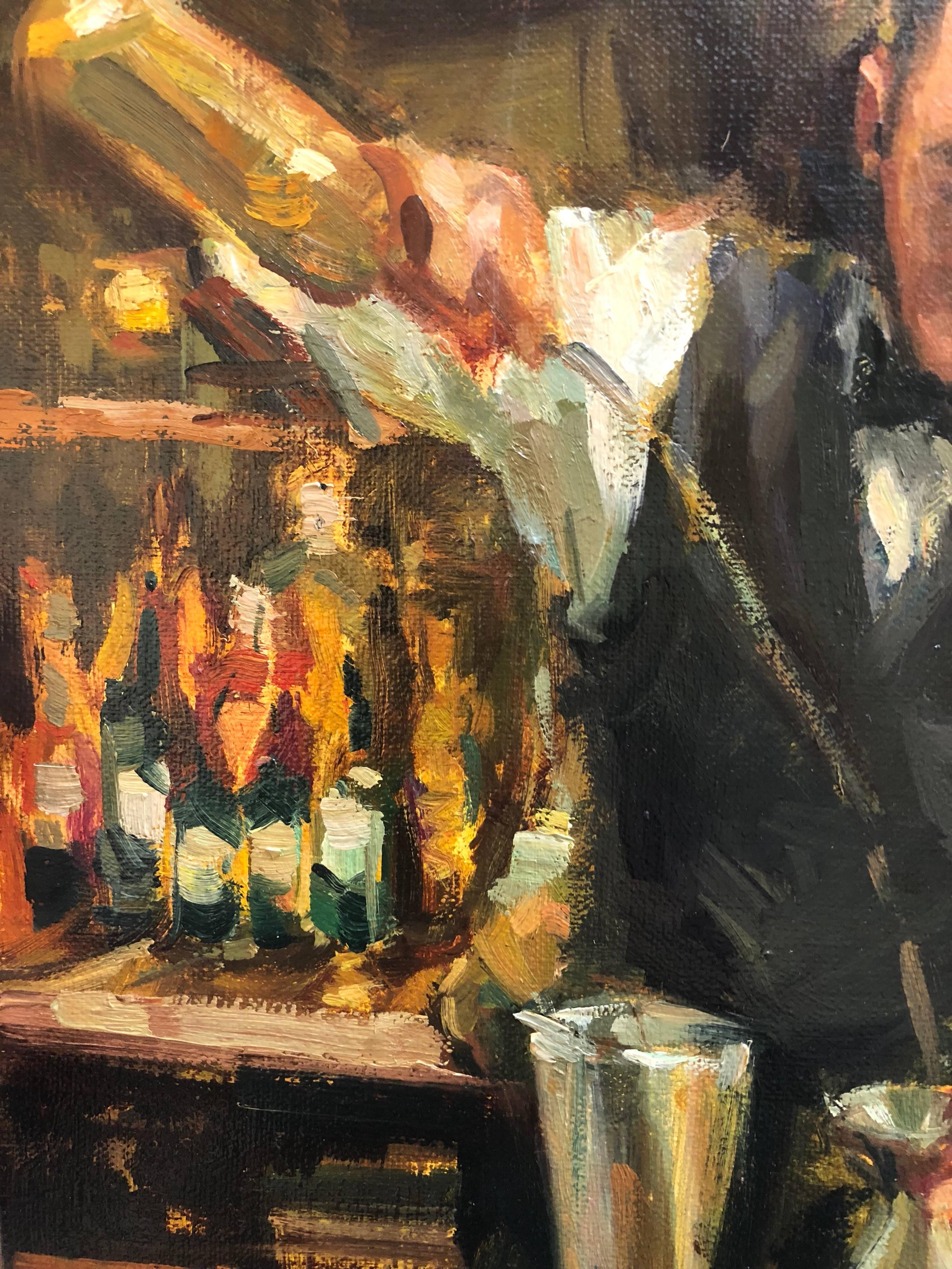 Dirty Martini - Brown Figurative Painting by Eli Cedrone