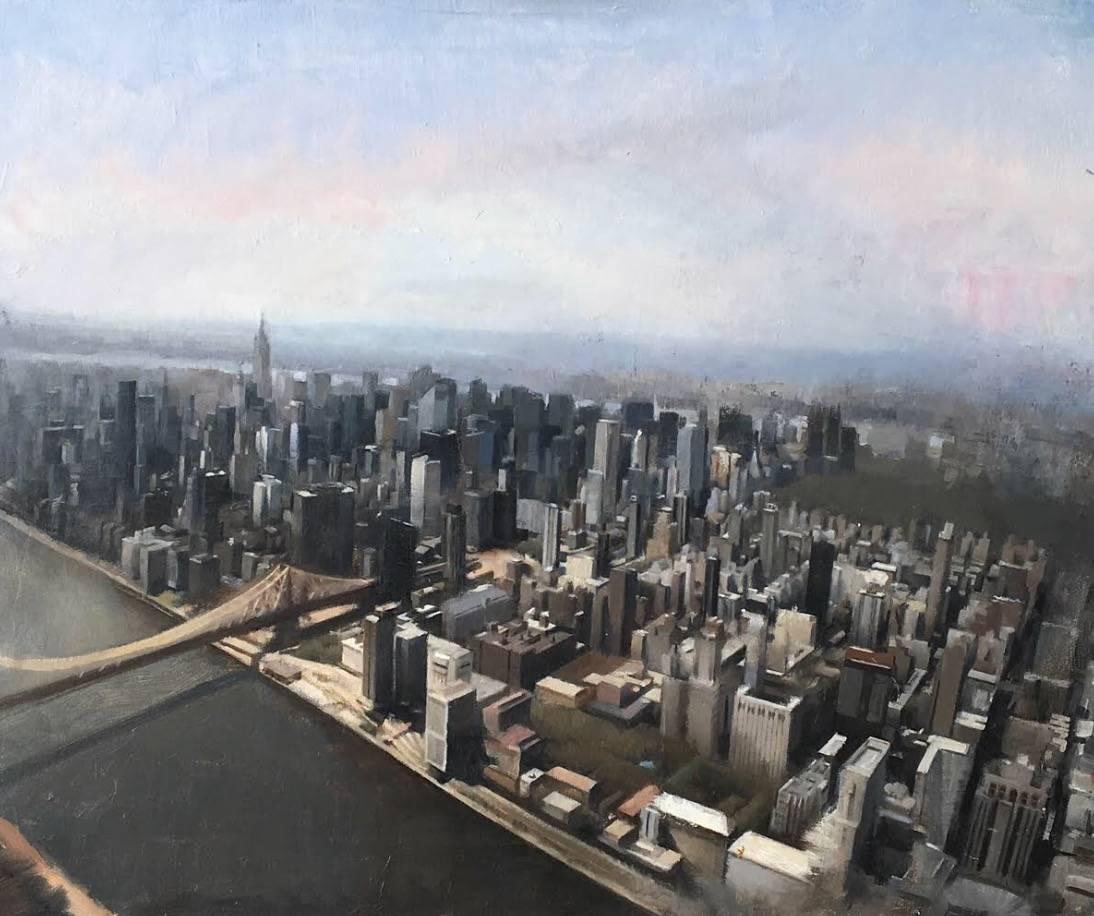 Jesus Emmanuel Villarreal Landscape Painting - The Island (New York City Skyline)