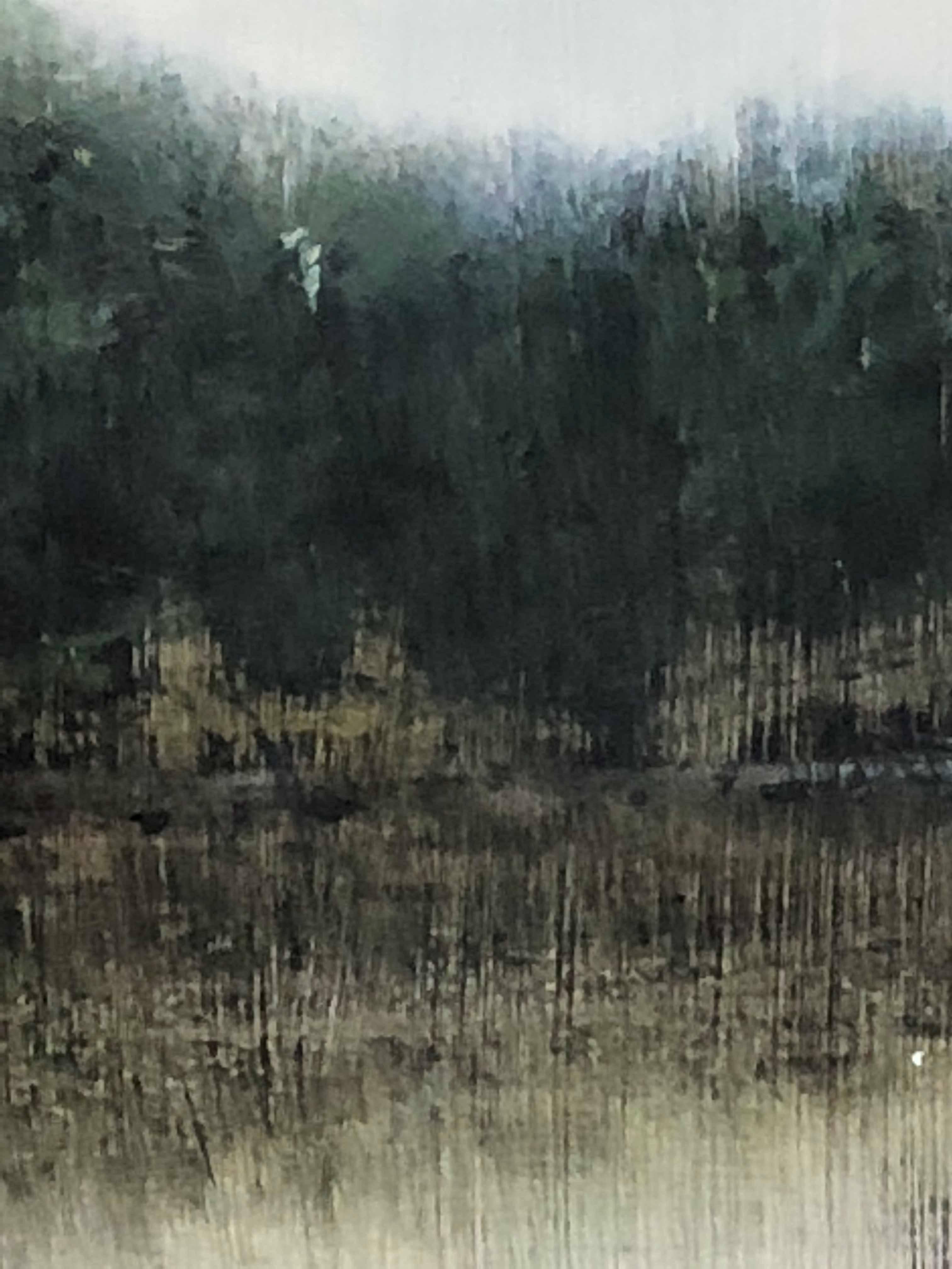 Northern Woods - Black Landscape Painting by Robert Wellings