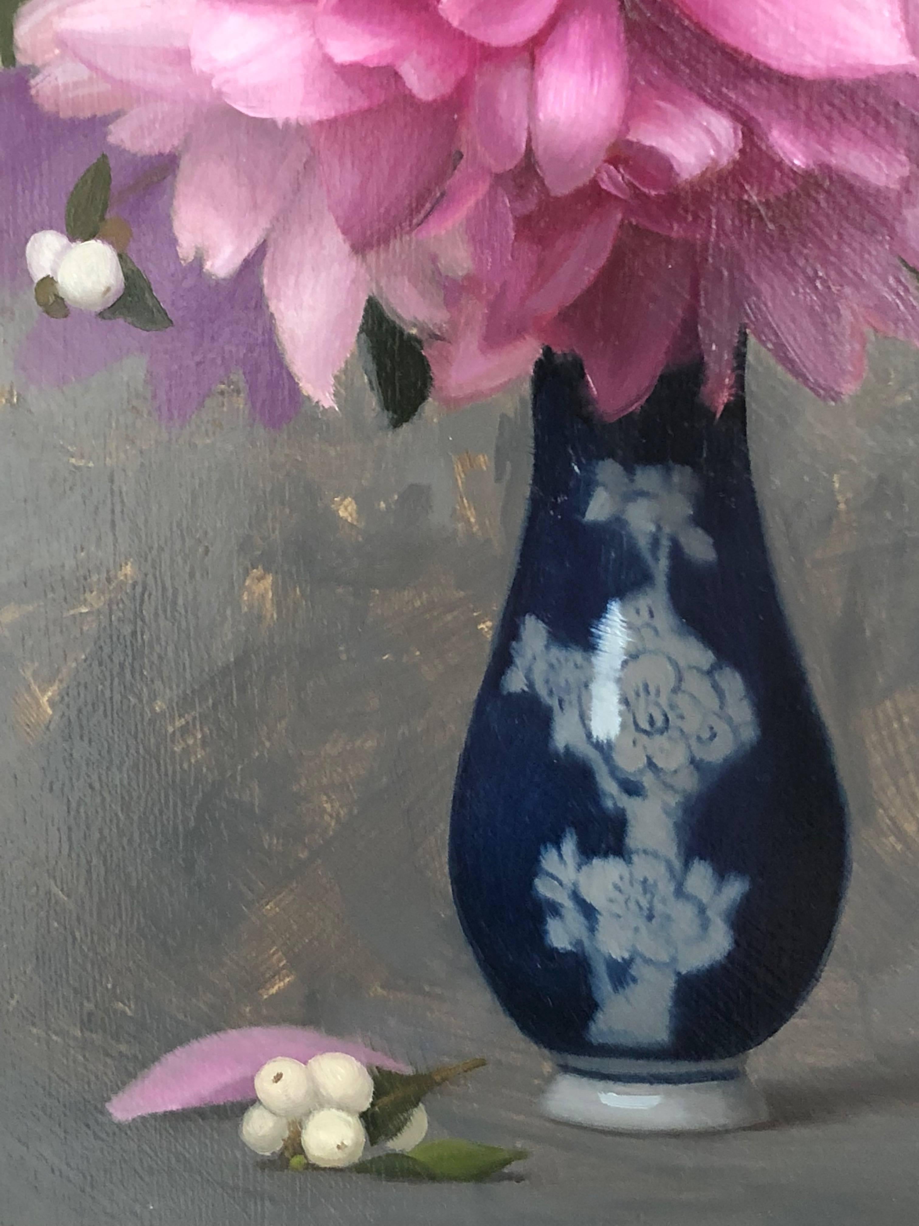 Dahlias & Snowpeas - Painting by Brendan H. Johnston