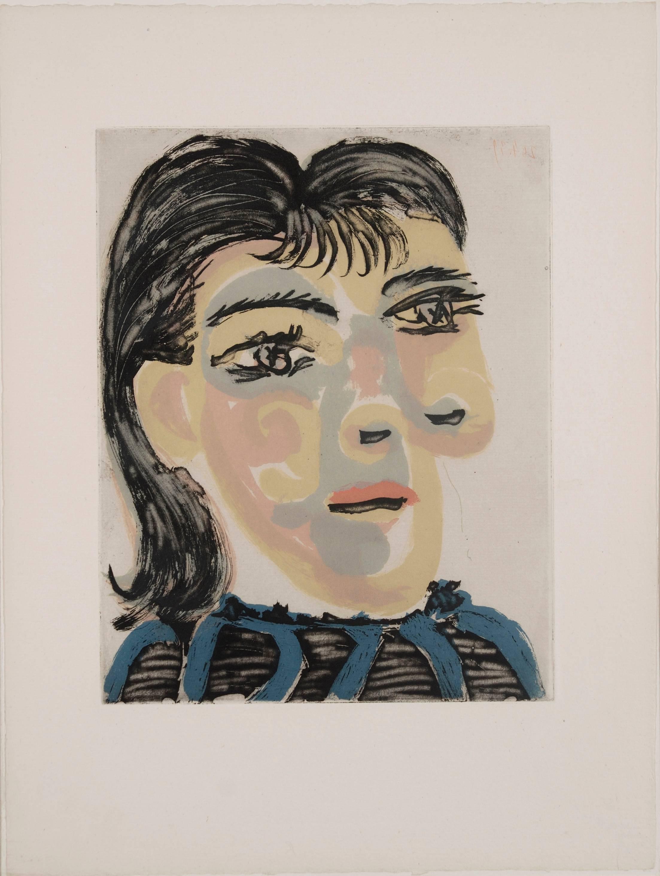 Pablo Picasso Portrait Print - Head of a woman n° 2. Portrait of Dora Maar
