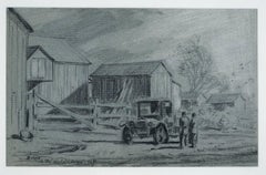 Barns in the Helderberg, New York (rural 1930s American scene with vintage car)