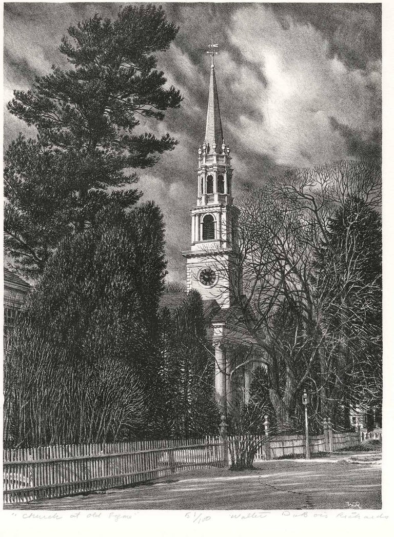 Walter DuBois Richards Print - Congregational Church, Old Lyme, CT. (quintessential New England landmark)