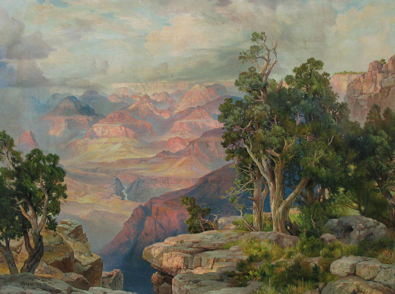Thomas Moran Landscape Print - Grand Canyon of Arizona on the Santa Fe