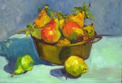 "Bowl of French Pears" Contemporary Impressionist Oil Painting In Provence