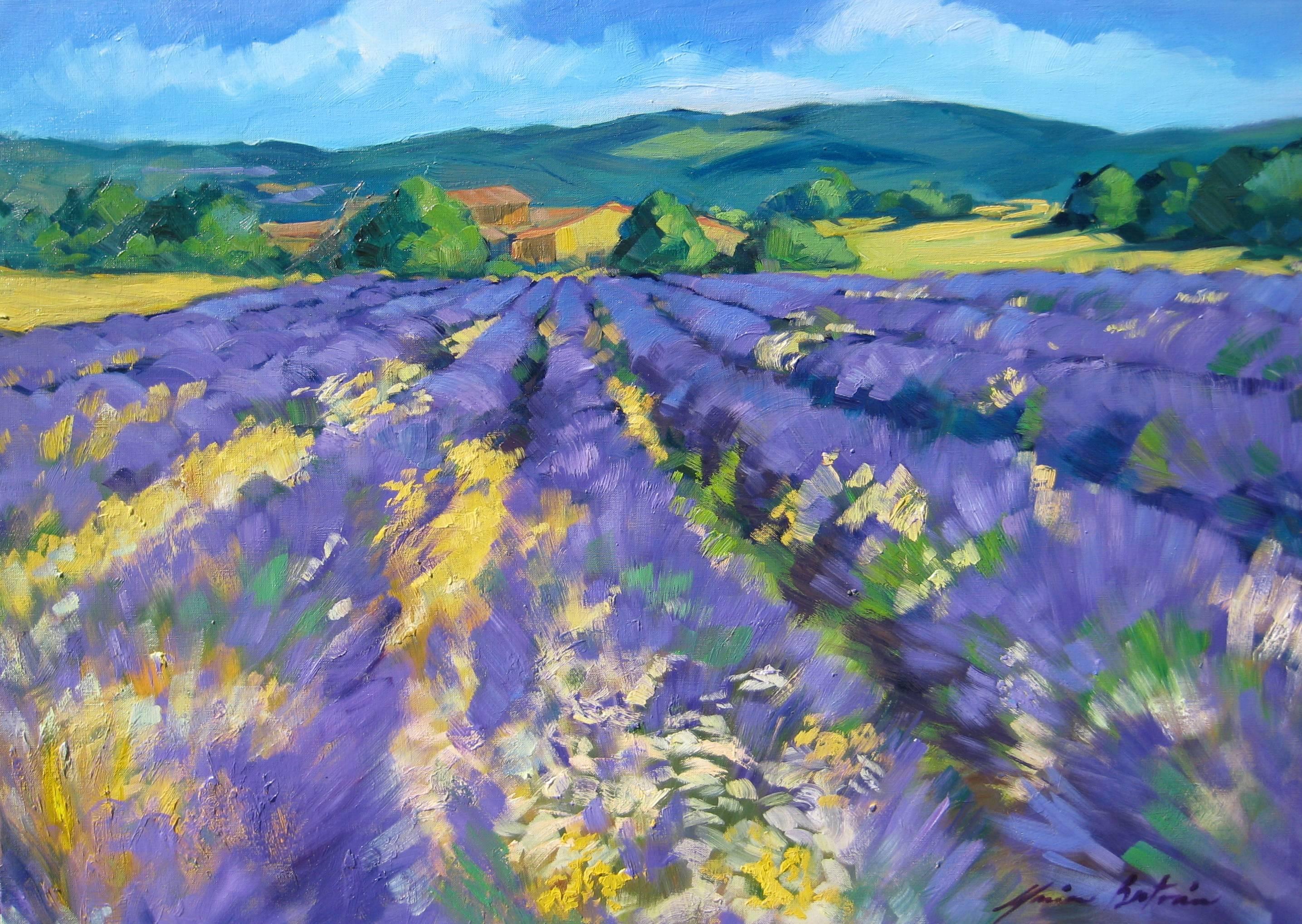 "Plateau de Albion Lavender " Impressionist Painting, Provence by Maria Bertran