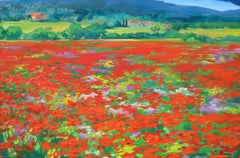 "Banon Poppies" Contemporary Impressionist Painting by Maria Bertran In Provence