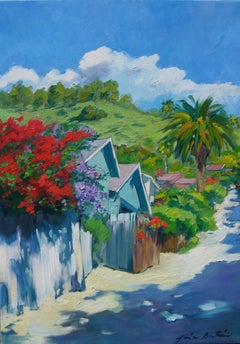"Wisteria Alley, " Impressionist Laguna Beach Street Scene by Maria Bertran