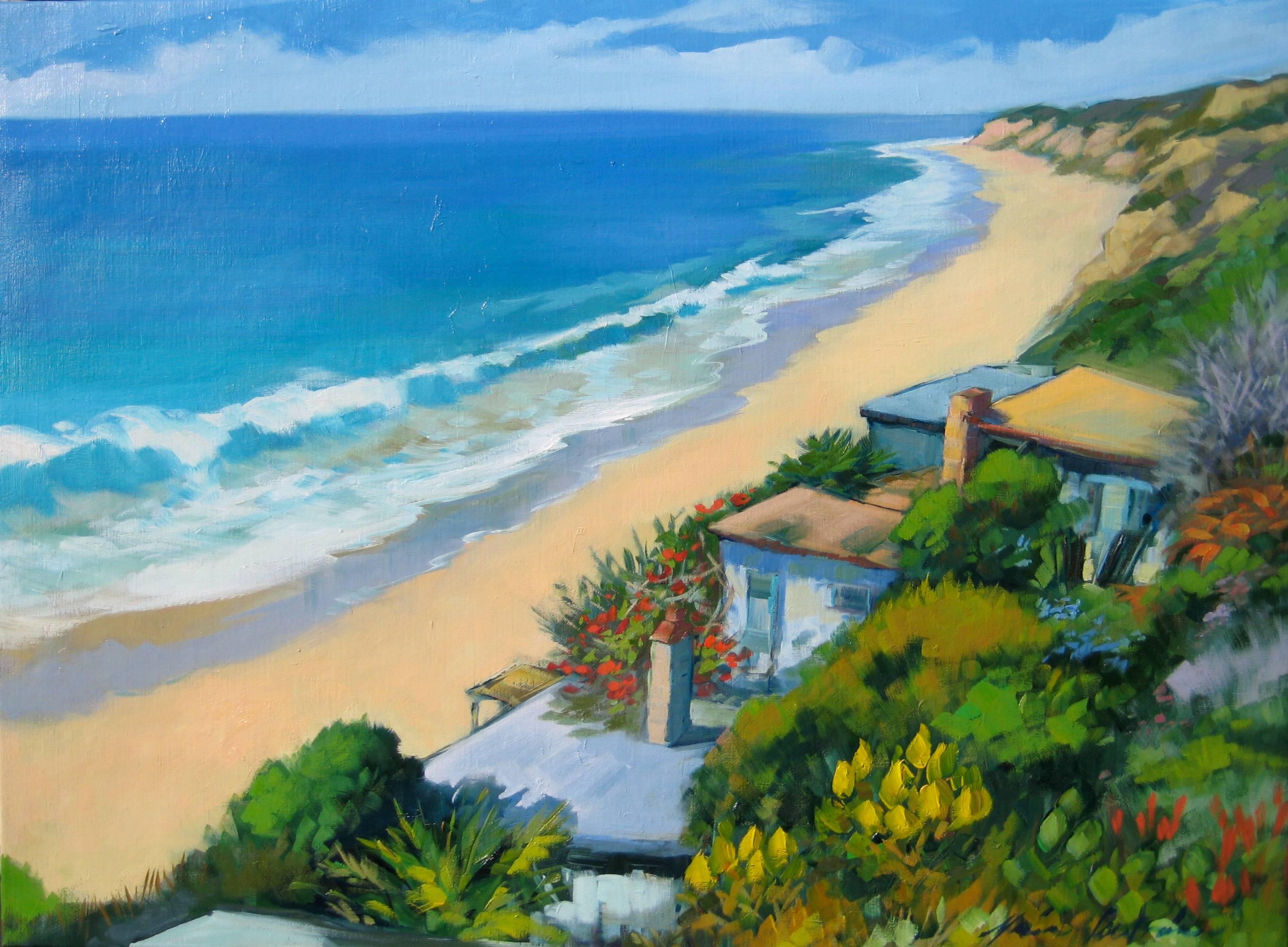 "Calm Day At Crystal Cove," Impressionist Laguna Seascape by Maria Bertran