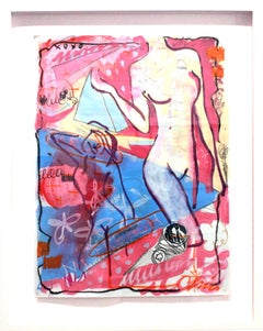Illusions - original mixed media on paper nude painting by Christopher Johnson