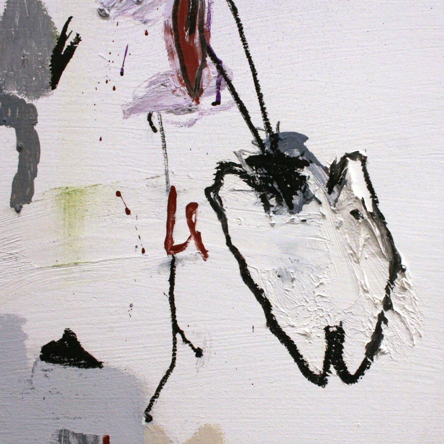 Bait - original white and gray square abstract painting by Ammon Rost For Sale 5