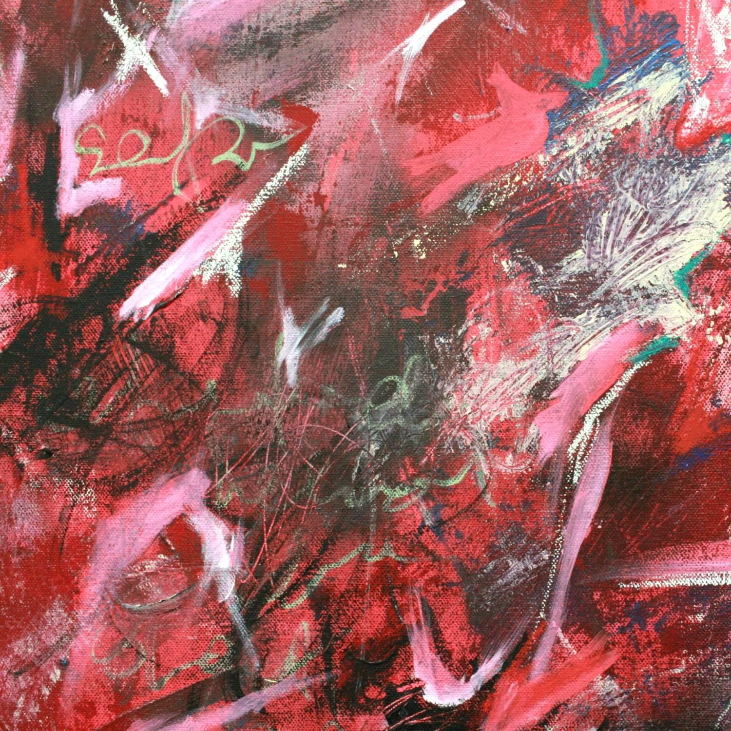 Pink 1, 029 - original red abstract painting by Kieva Campbell For Sale 3