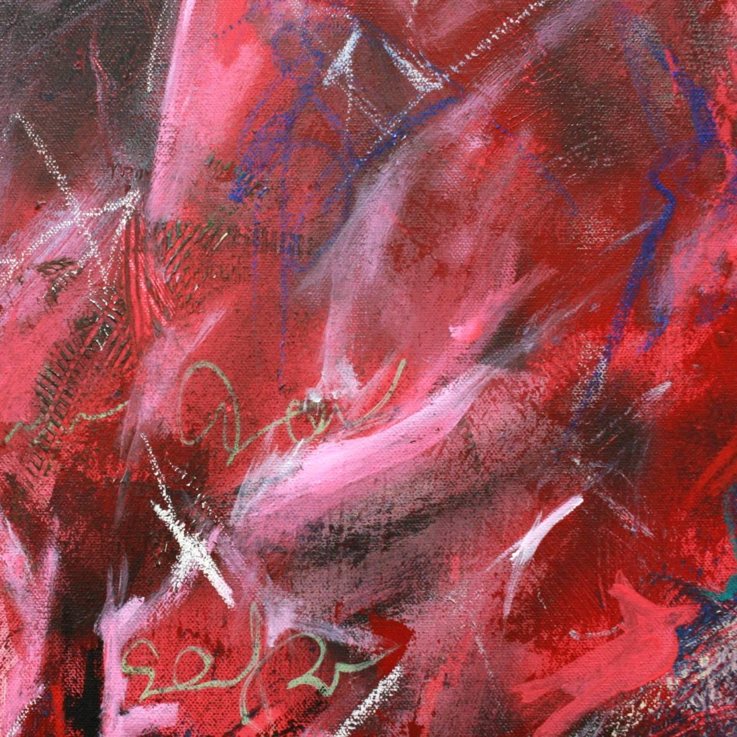 Pink 1, 029 - original red abstract painting by Kieva Campbell For Sale 4